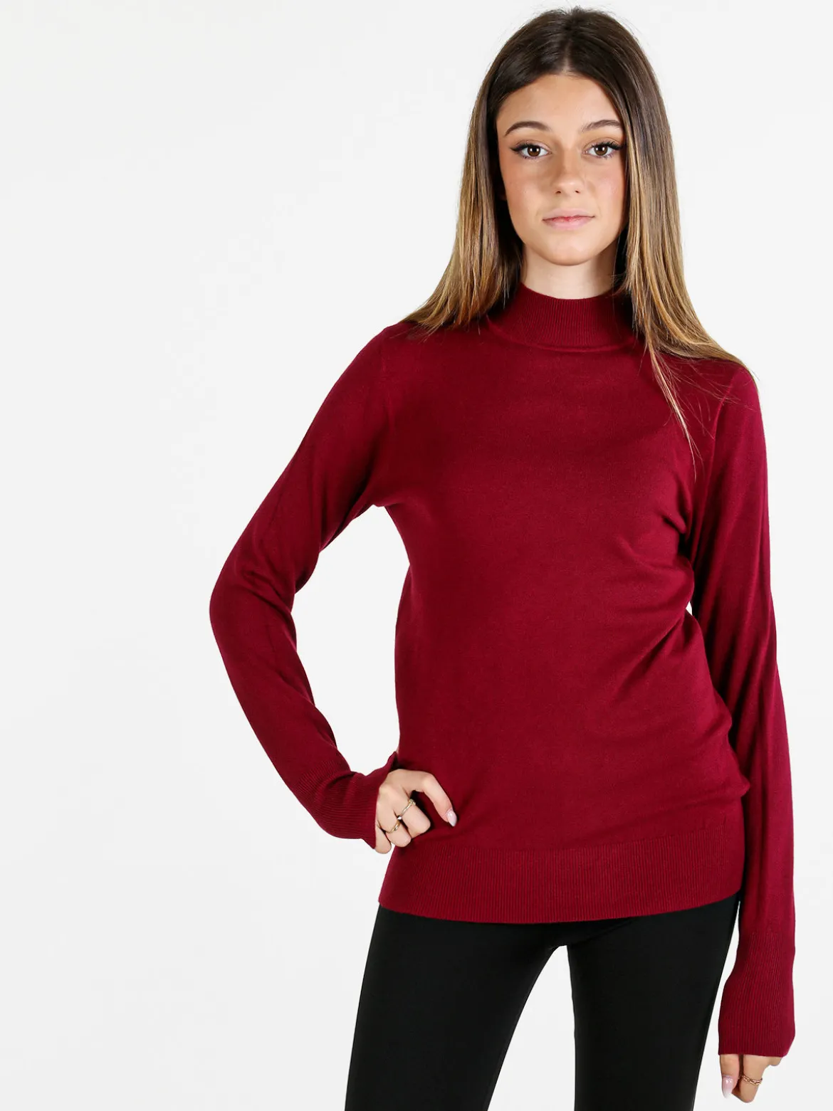 Baci & Abbracci Pullover donna lupetto in maglia - bordeaux