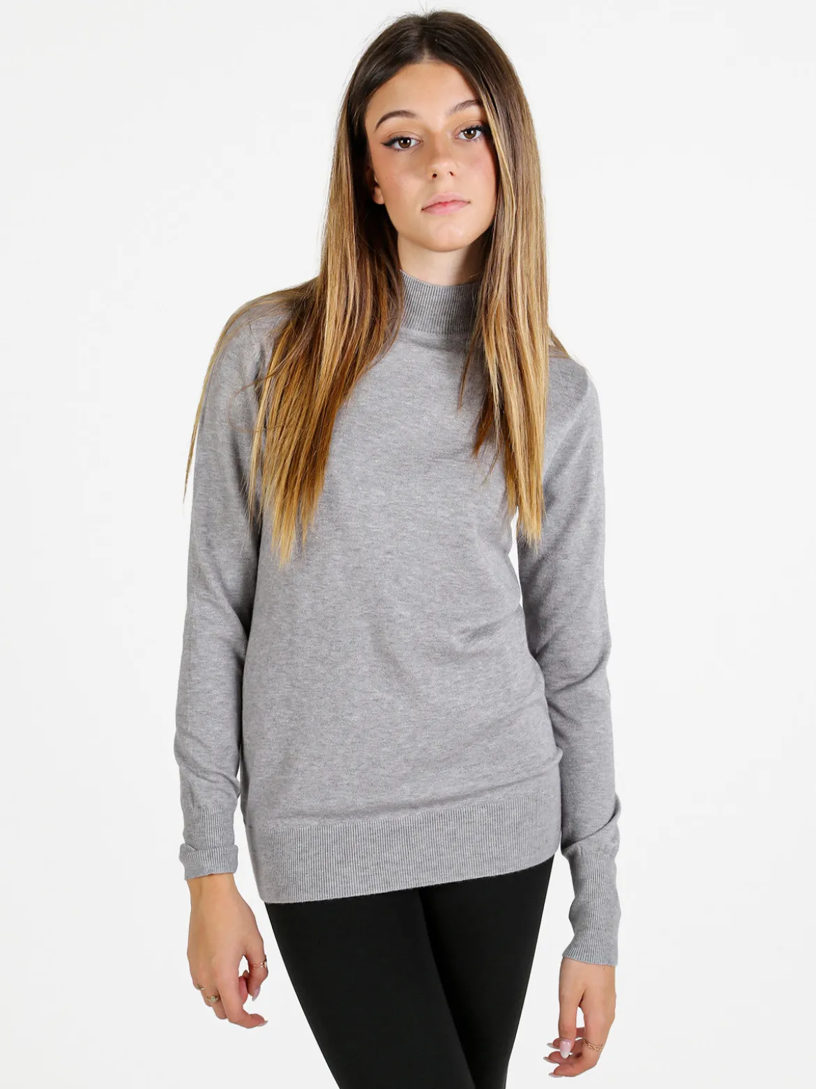 Baci & Abbracci Pullover donna lupetto in maglia - grigio
