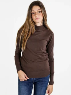 Baci & Abbracci Pullover donna lupetto in maglia - marrone