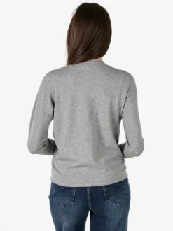 Baci & Abbracci Pullover girocollo da donna in maglia tinta unita - grigio