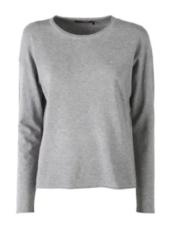 Baci & Abbracci Pullover girocollo da donna in maglia tinta unita - grigio