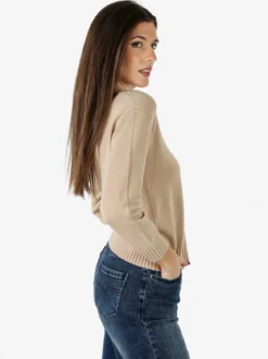 Baci & Abbracci Pullover girocollo da donna in maglia tinta unita - beige