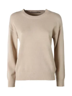 Baci & Abbracci Pullover girocollo da donna in maglia tinta unita - beige