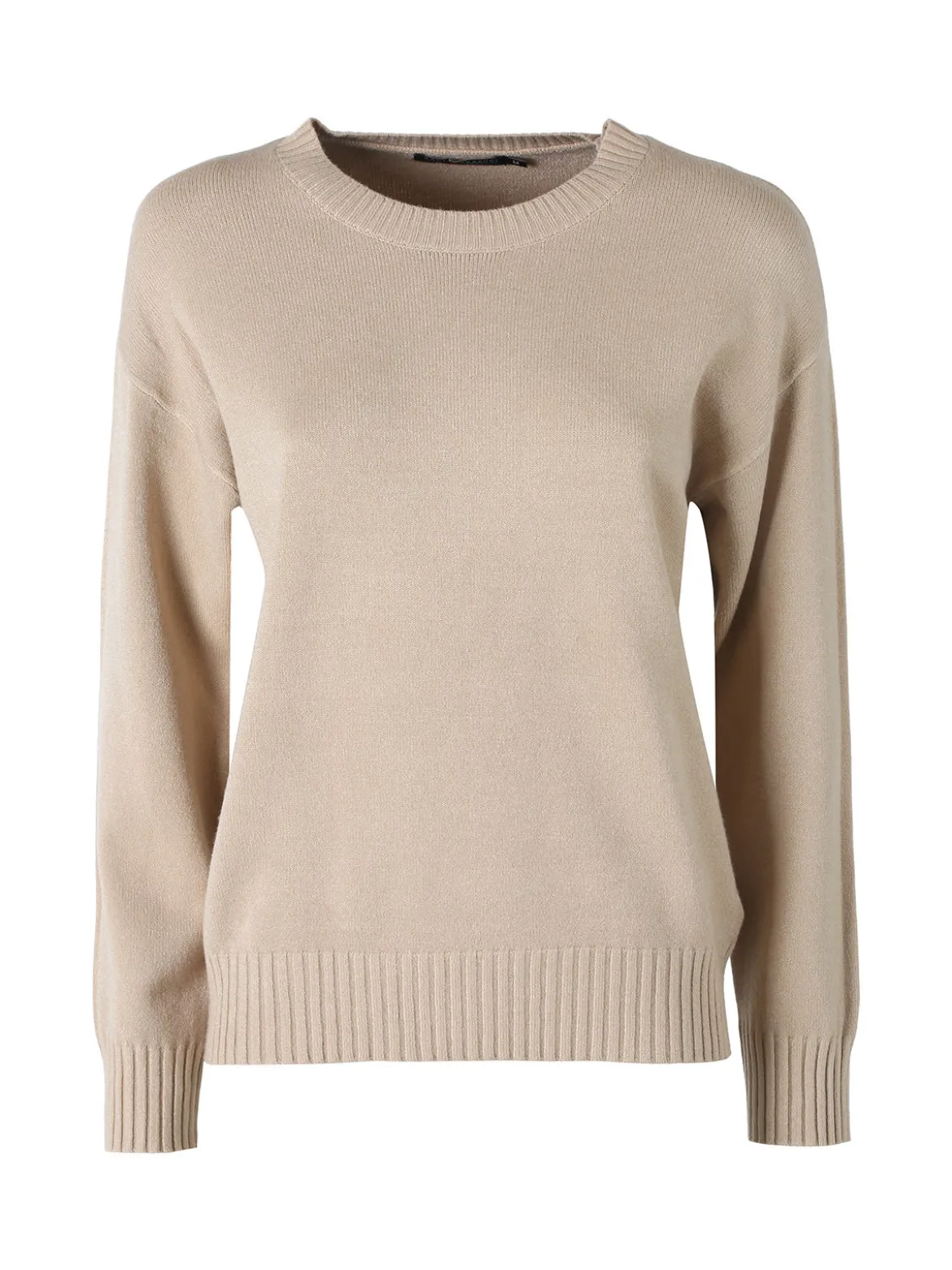 Baci & Abbracci Pullover girocollo da donna in maglia tinta unita - beige