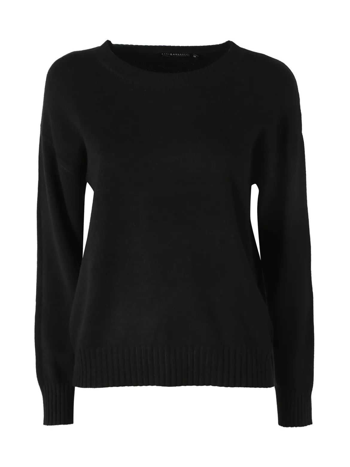 Baci & Abbracci Pullover girocollo da donna in maglia tinta unita - nero