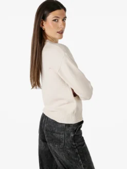 Baci & Abbracci Pullover girocollo da donna in maglia tinta unita - naturale