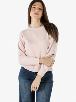 Baci & Abbracci Pullover girocollo da donna in maglia tinta unita - rosa
