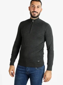 Baci & Abbracci Pullover uomo in maglia mezza zip