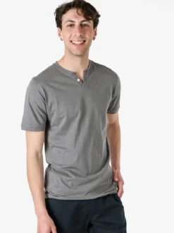 Baci & Abbracci T-shirt da uomo in cotone con bottoncini - antracite