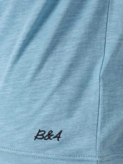 Baci & Abbracci T-shirt da uomo in cotone con bottoncini - blu