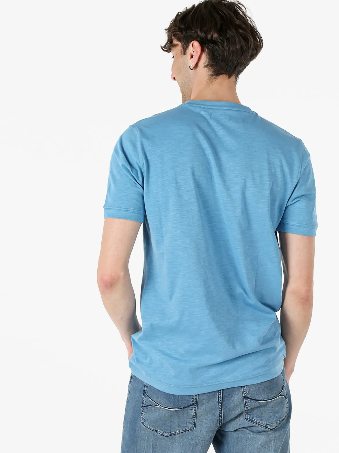 Baci & Abbracci T-shirt da uomo in cotone con bottoncini - blu