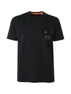 Baci & Abbracci T-shirt girocollo da uomo in cotone con taschino e zip - nero