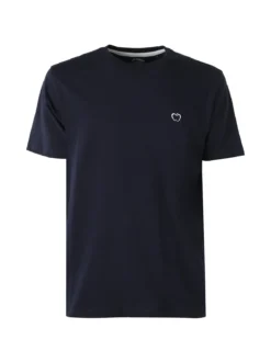 Baci & Abbracci T-shirt girocollo in cotone da uomo con logo - blu scuro