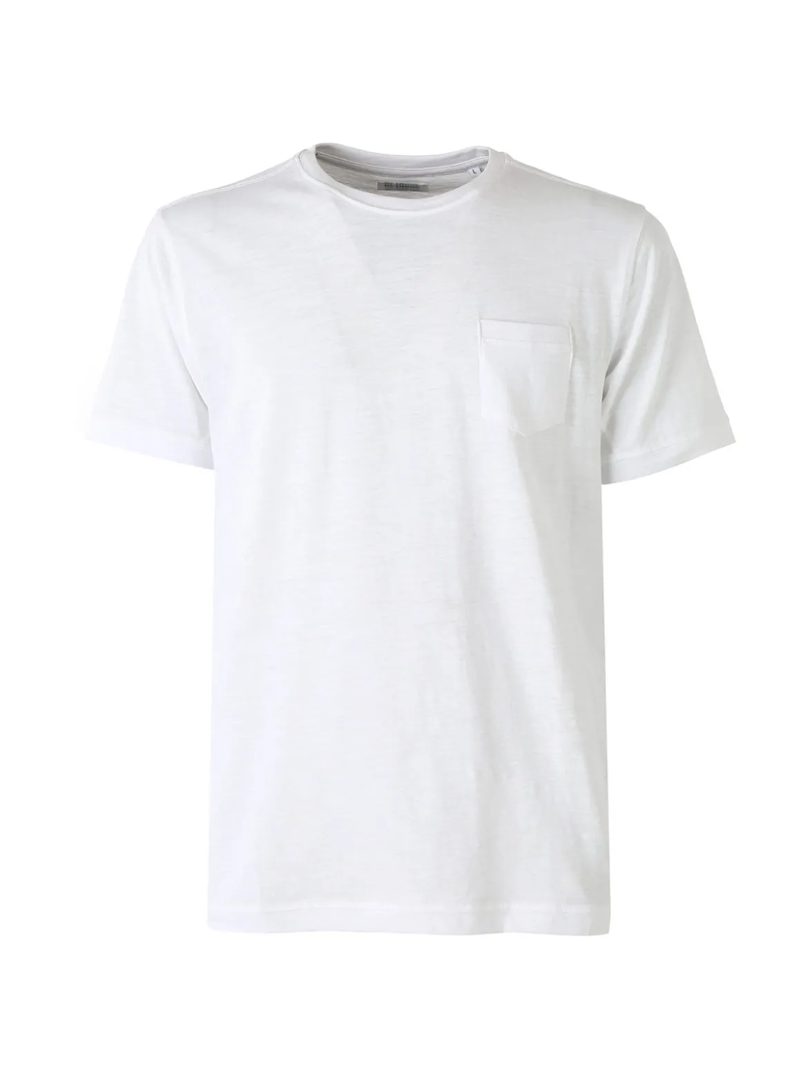 Baci & Abbracci T-shirt girocollo in cotone da uomo con taschino - bianco
