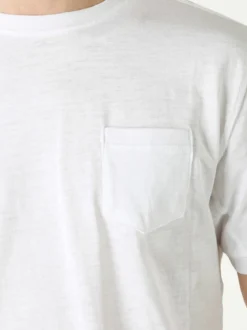 Baci & Abbracci T-shirt girocollo in cotone da uomo con taschino - bianco