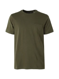 Baci & Abbracci T-shirt girocollo in cotone da uomo con taschino - militare