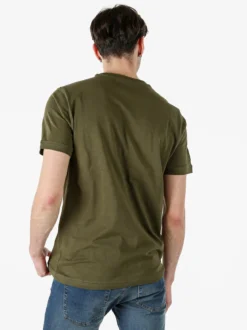 Baci & Abbracci T-shirt girocollo in cotone da uomo con taschino - militare
