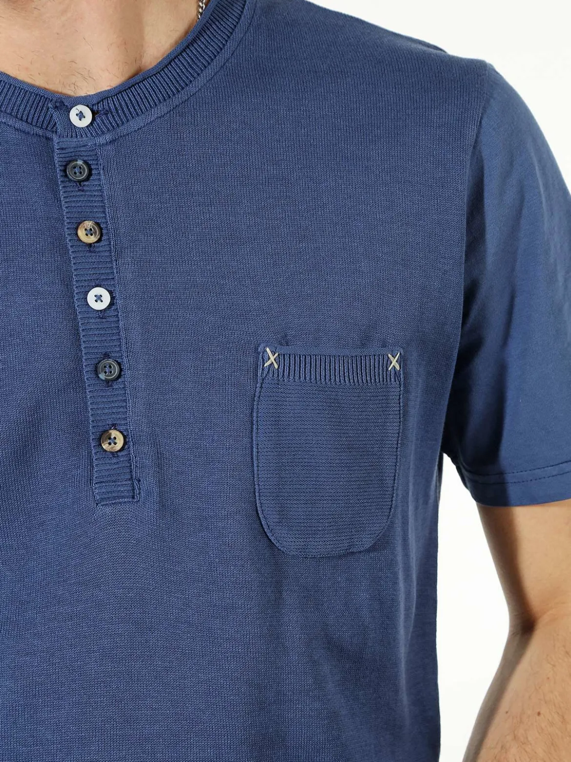 Bad Boys Maglia da uomo in cotone a maniche corte con taschino - blu