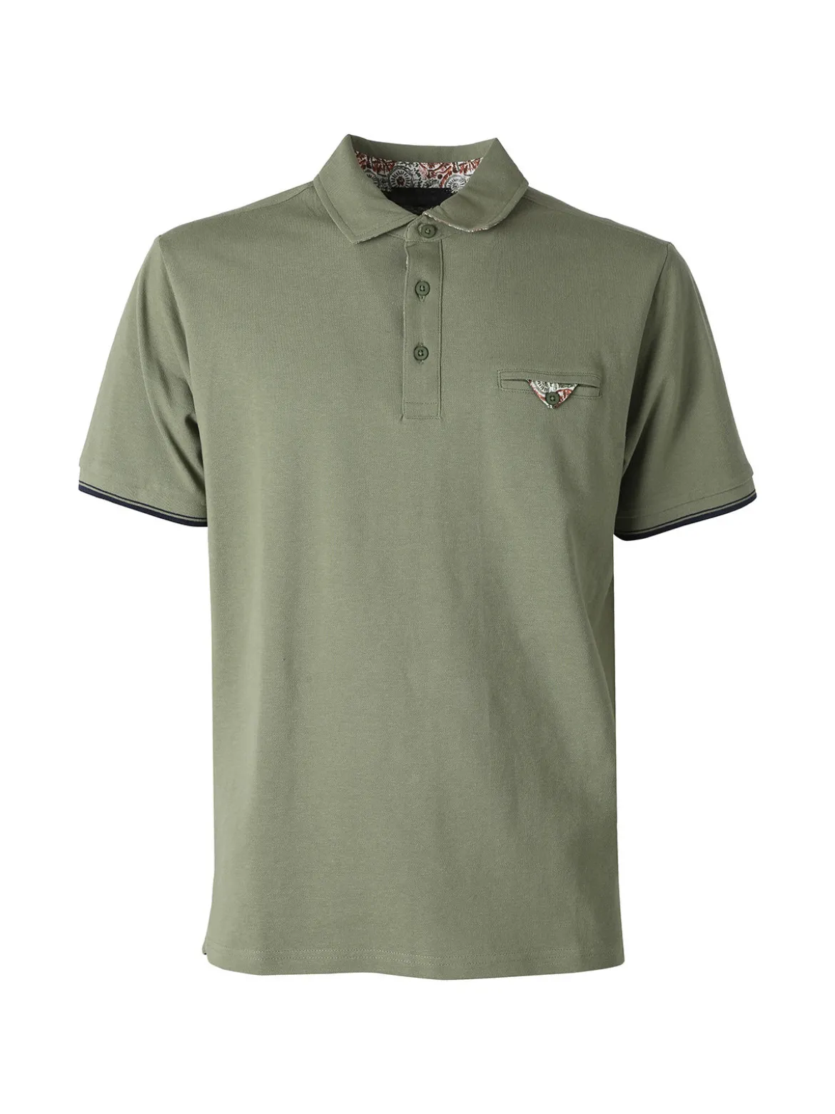 Bad Boys Polo da uomo in cotone a maniche corte con taschino a filetto - militare