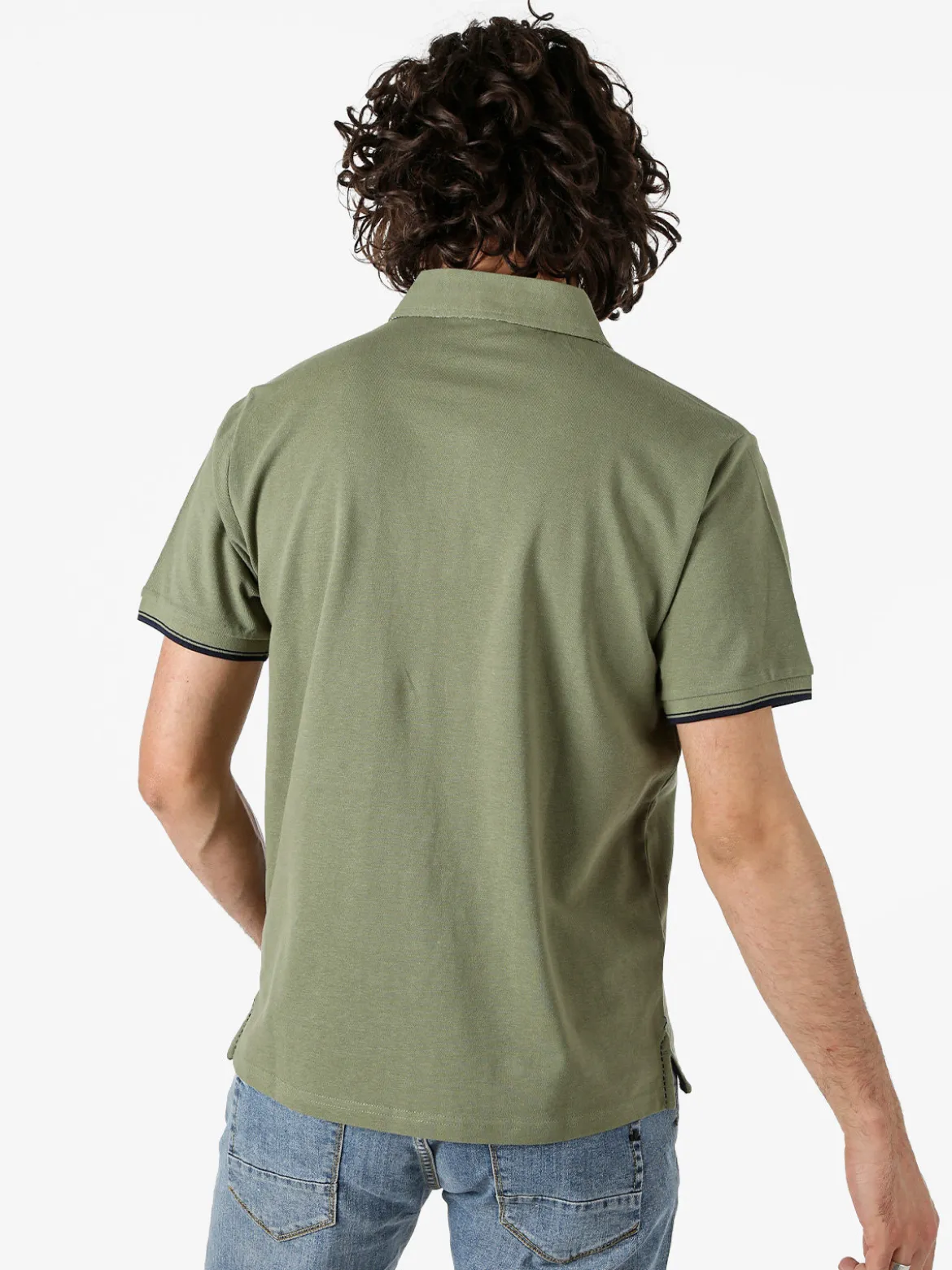 Bad Boys Polo da uomo in cotone a maniche corte con taschino a filetto - militare
