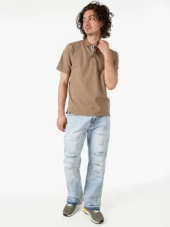 Bad Boys Polo in cotone da uomo a maniche corte - taupe