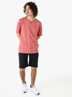 Bad Boys T-shirt da uomo in cotone con scollo V e taschino - corallo