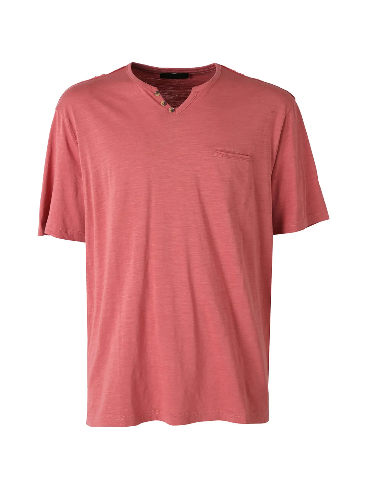 Bad Boys T-shirt da uomo in cotone con scollo V e taschino - corallo