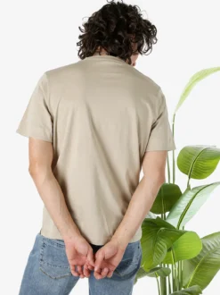 Bad Boys T-shirt girocollo da uomo in cotone con taschino decorato - sabbia