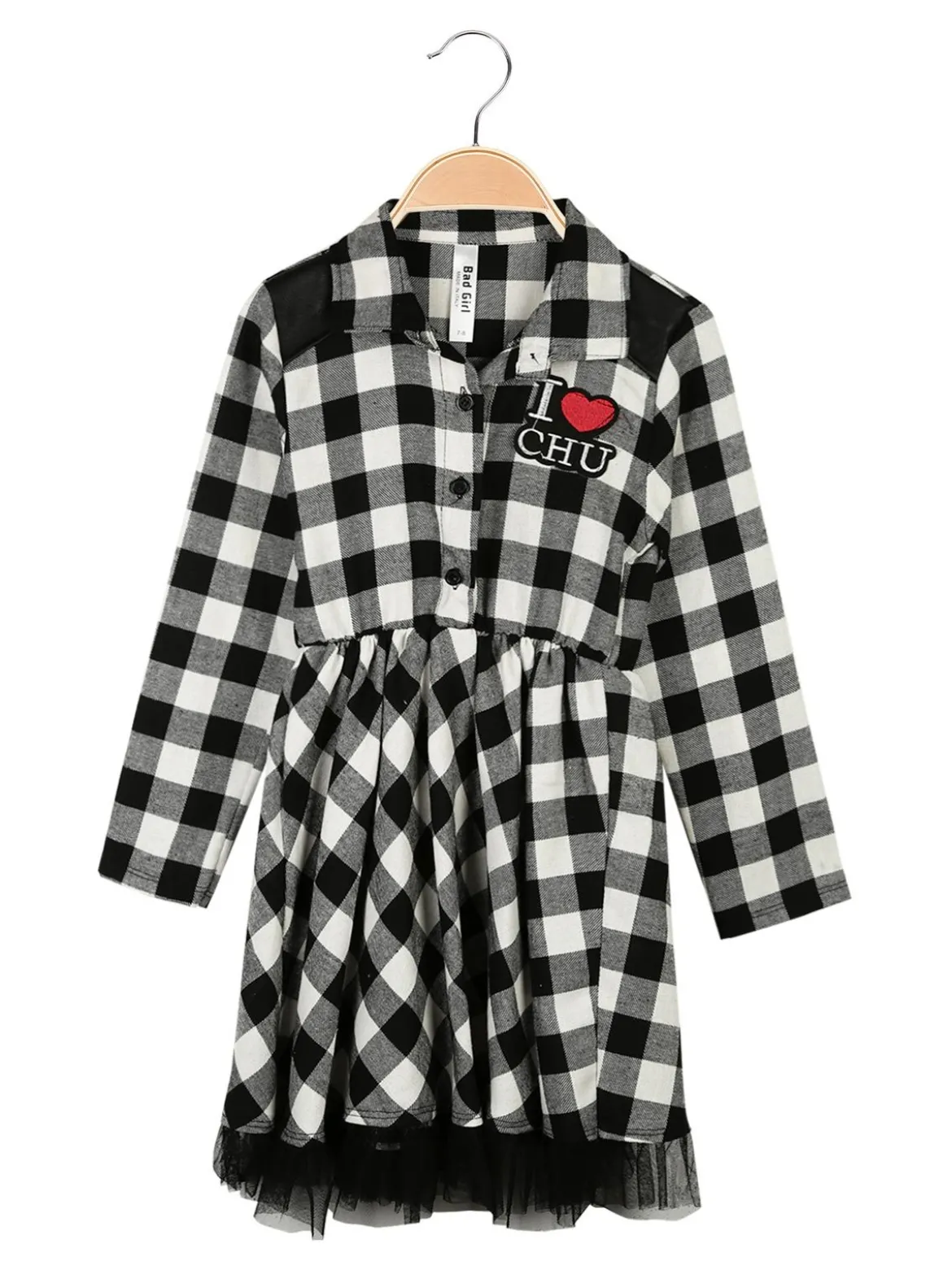 Bad Girl Vestito camicia da bambina a quadri