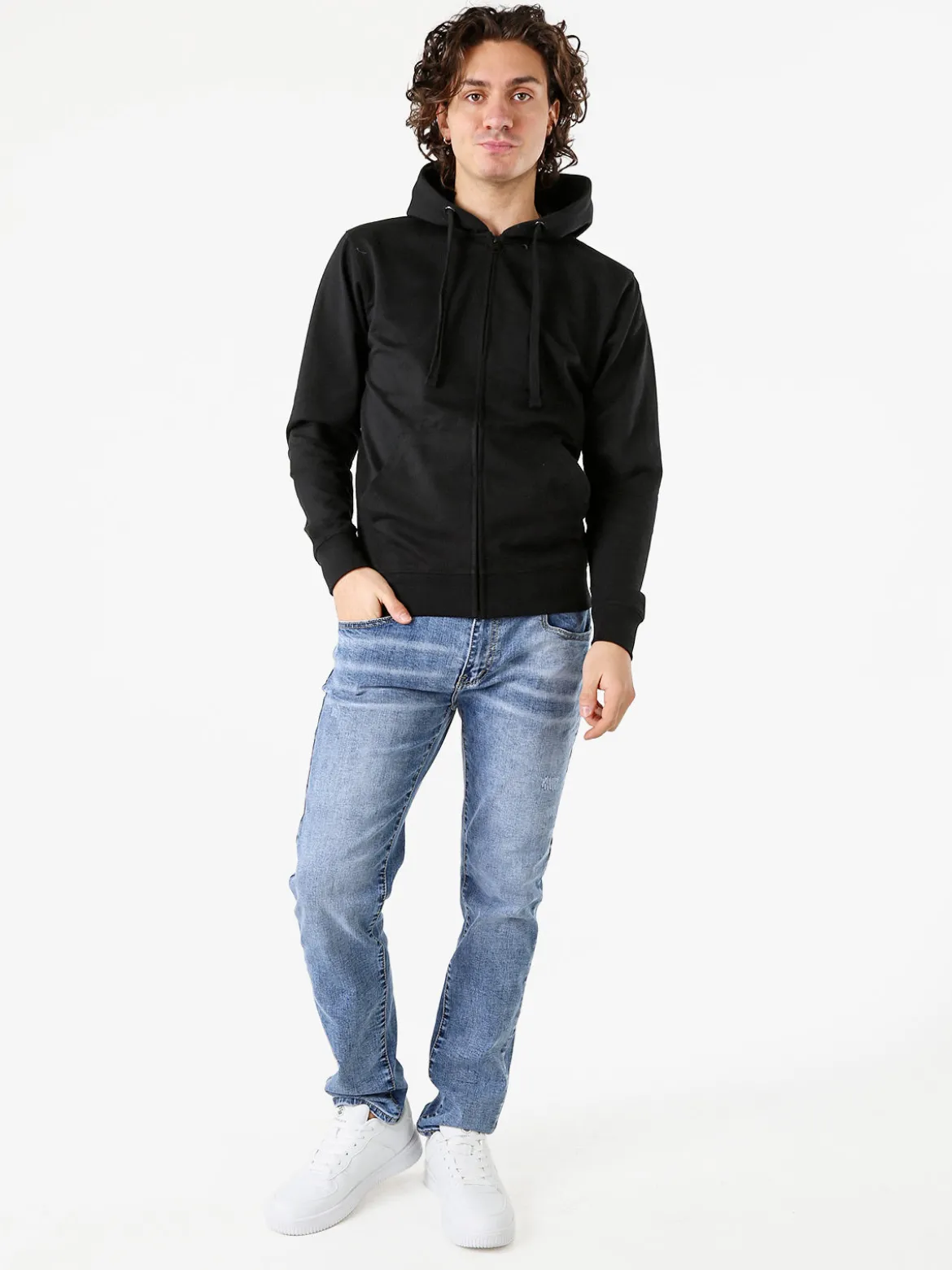 Baker'S Felpa da uomo full zip con cappuccio - nero