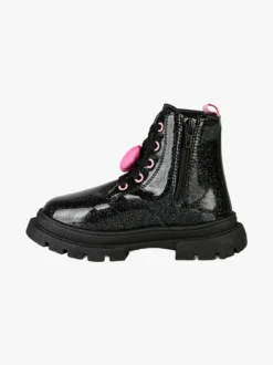 Barbie Anfibi da bambina in vernice con lacci e zip - nero