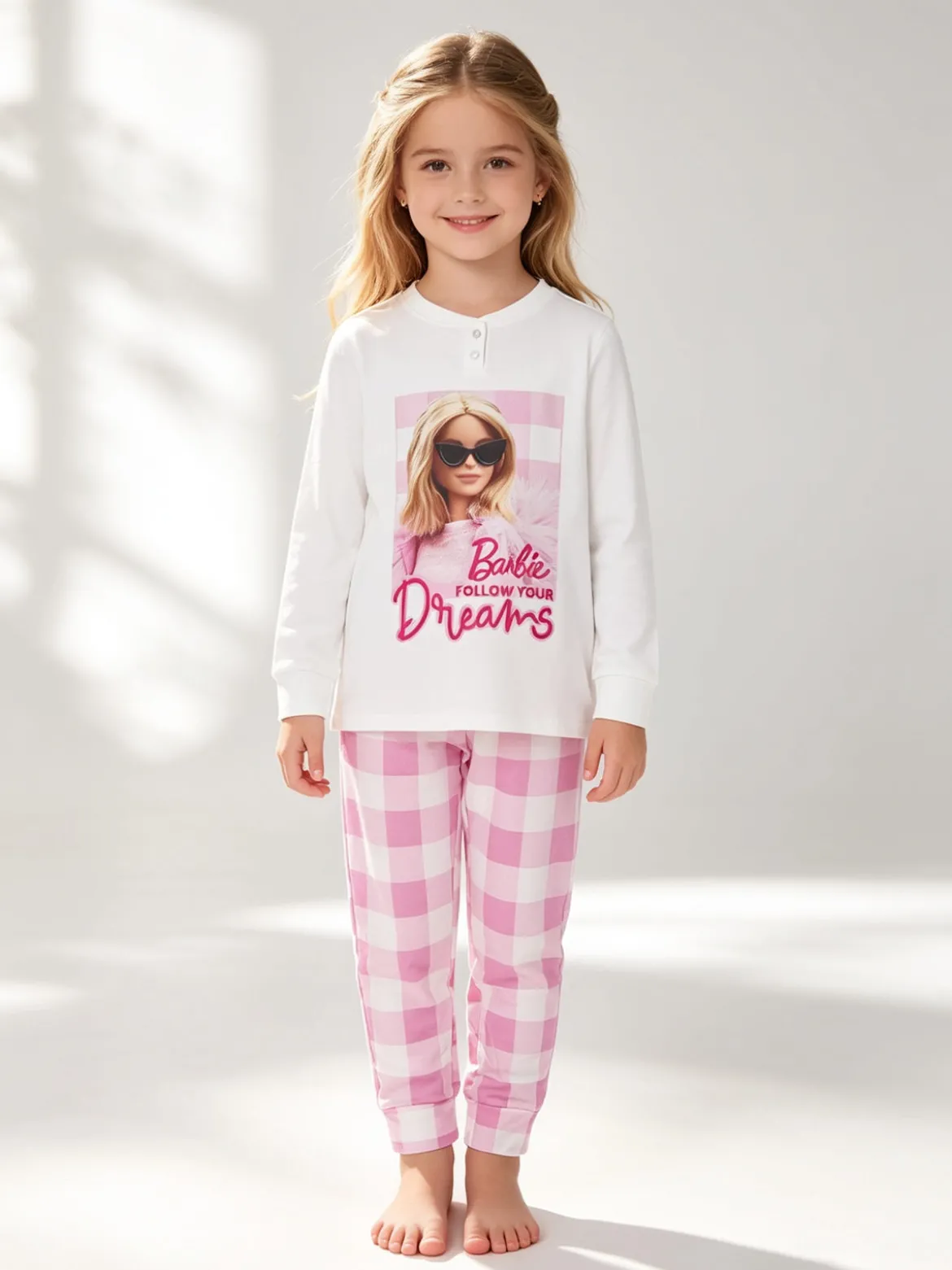 Barbie Pigiama lungo da bambina in cotone interlock