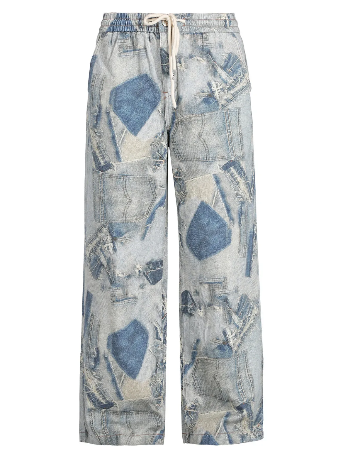 Baseventi Jeans donna a gamba larga con coulisse