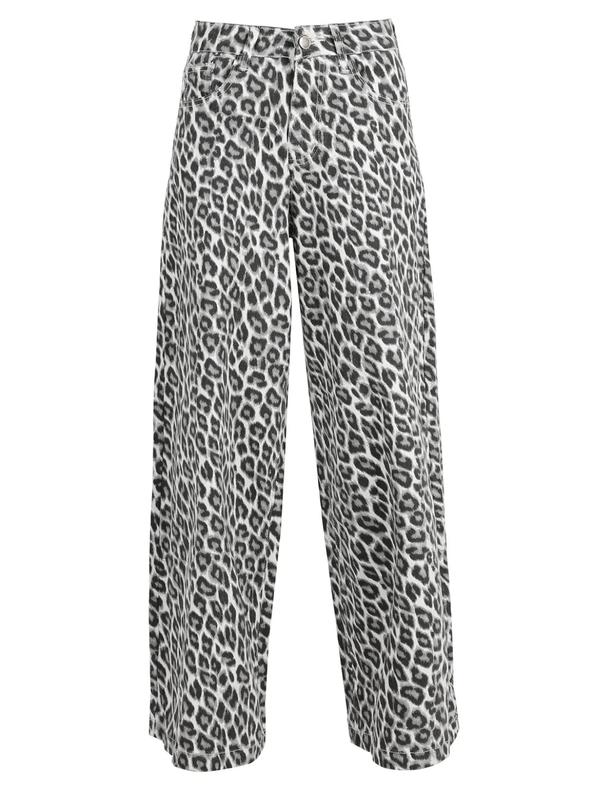 Baseventi Pantaloni donna animalier a gamba larga