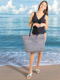 Basile Borsa da mare animalier con manici in corda