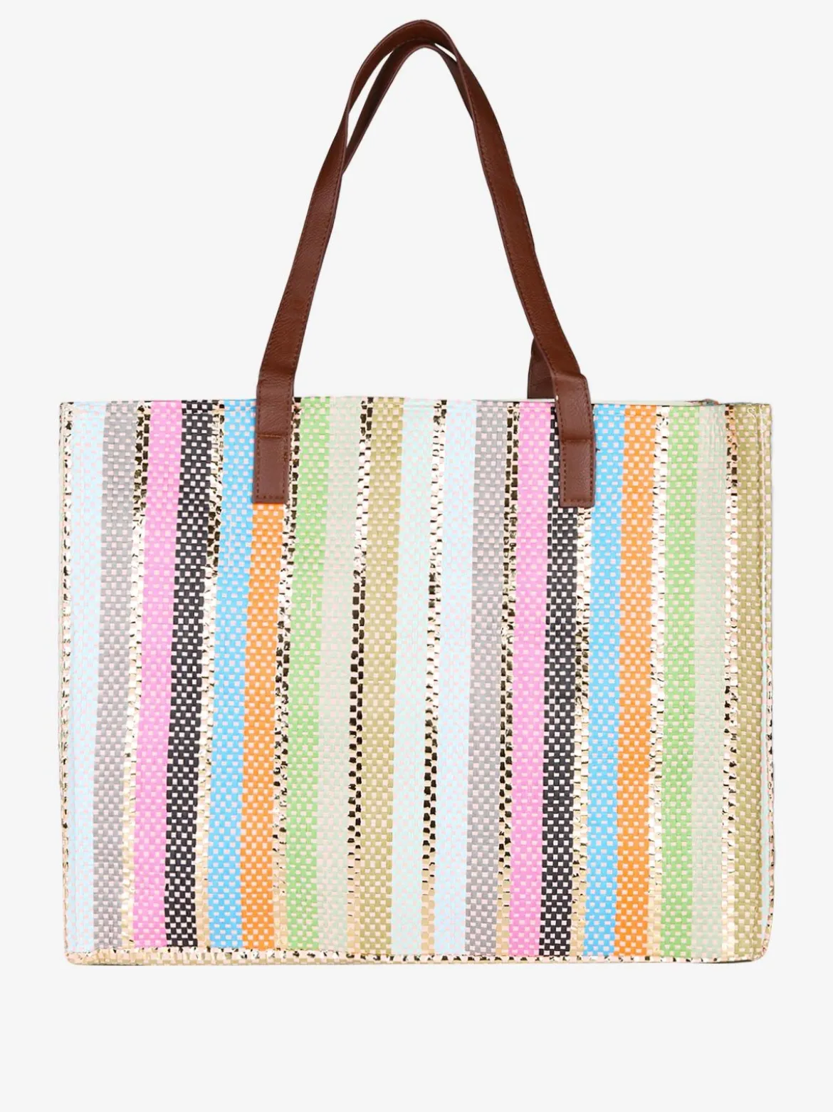 Basile Borsa da mare grande in paglia multicolore