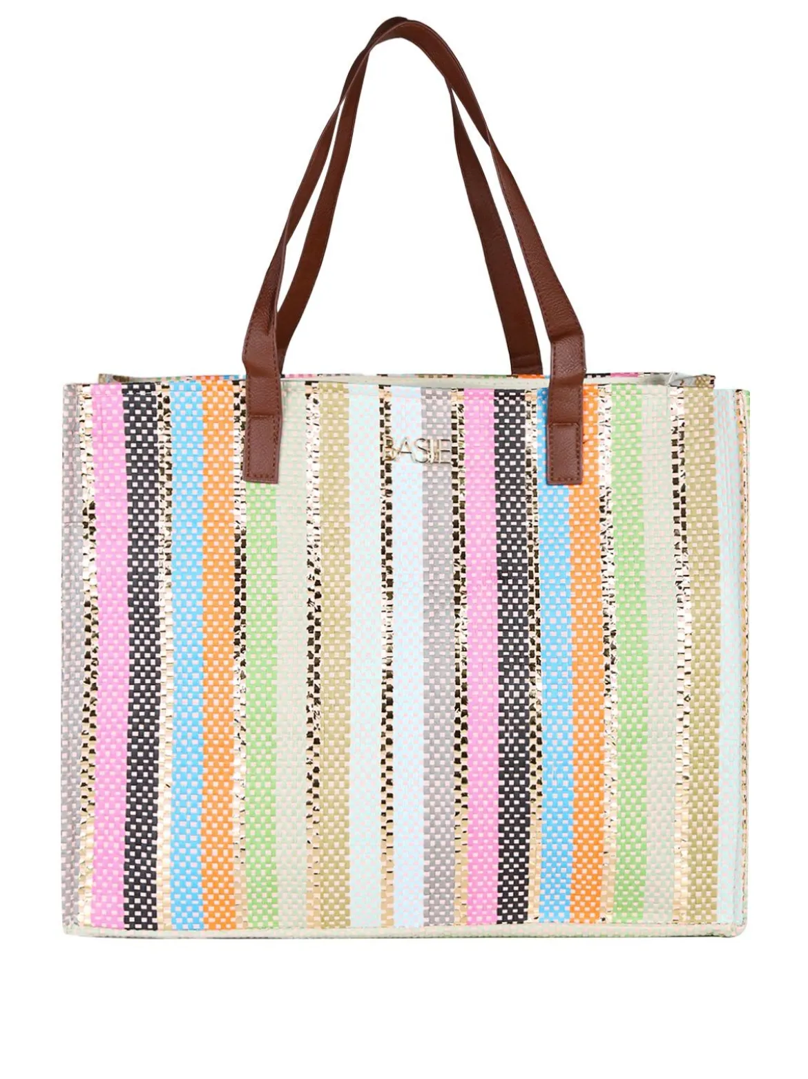 Basile Borsa da mare grande in paglia multicolore