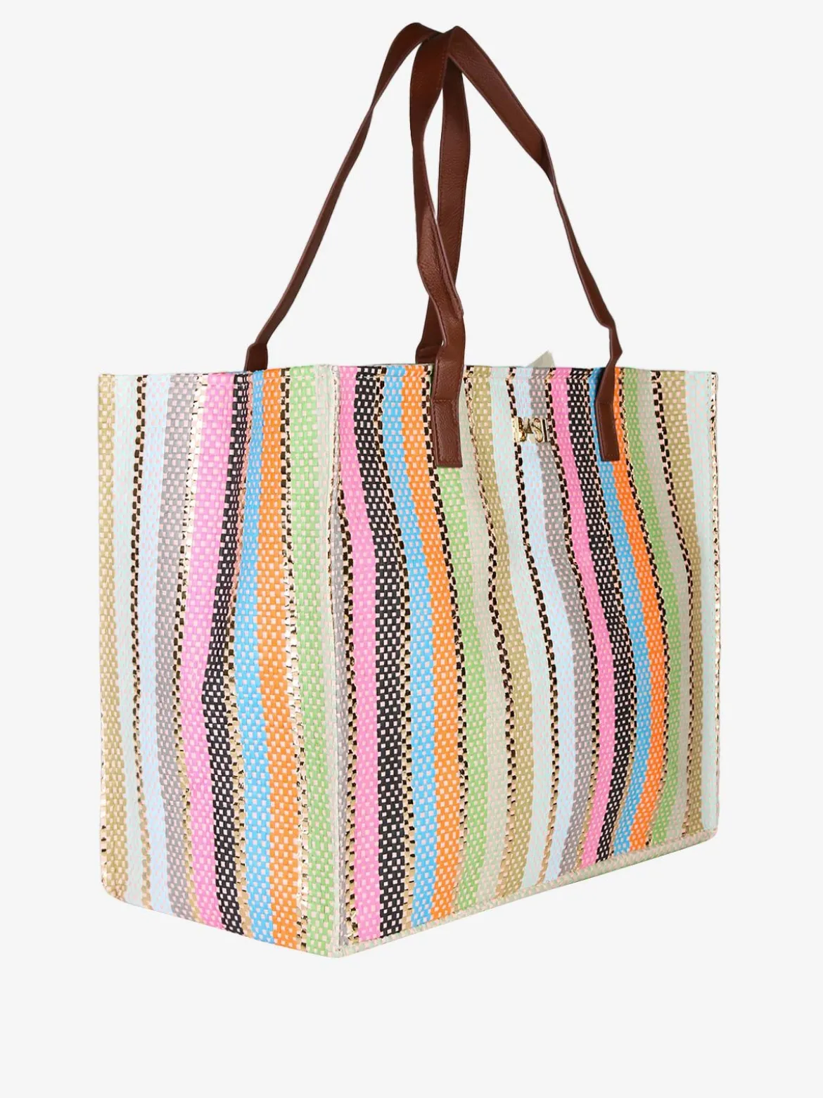 Basile Borsa da mare grande in paglia multicolore