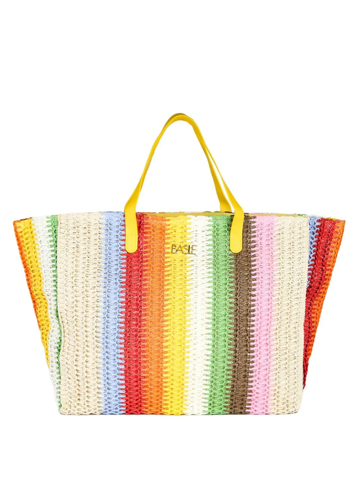 Basile Borsa da mare in paglia multicolore
