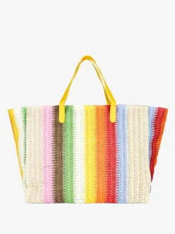 Basile Borsa da mare in paglia multicolore