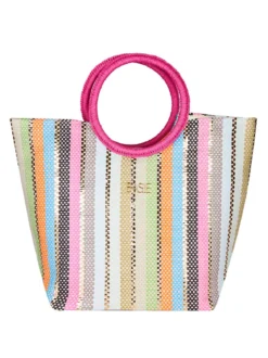 Basile Borsa media da mare in paglia multicolore