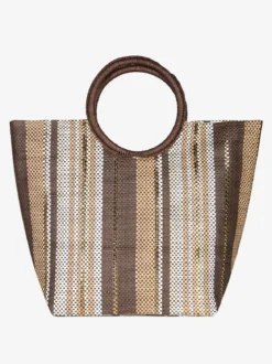Basile Borsa media da mare in paglia multicolore