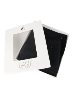 Basile Set regalo uomo con cappello e sciarpa in maglia - blu scuro