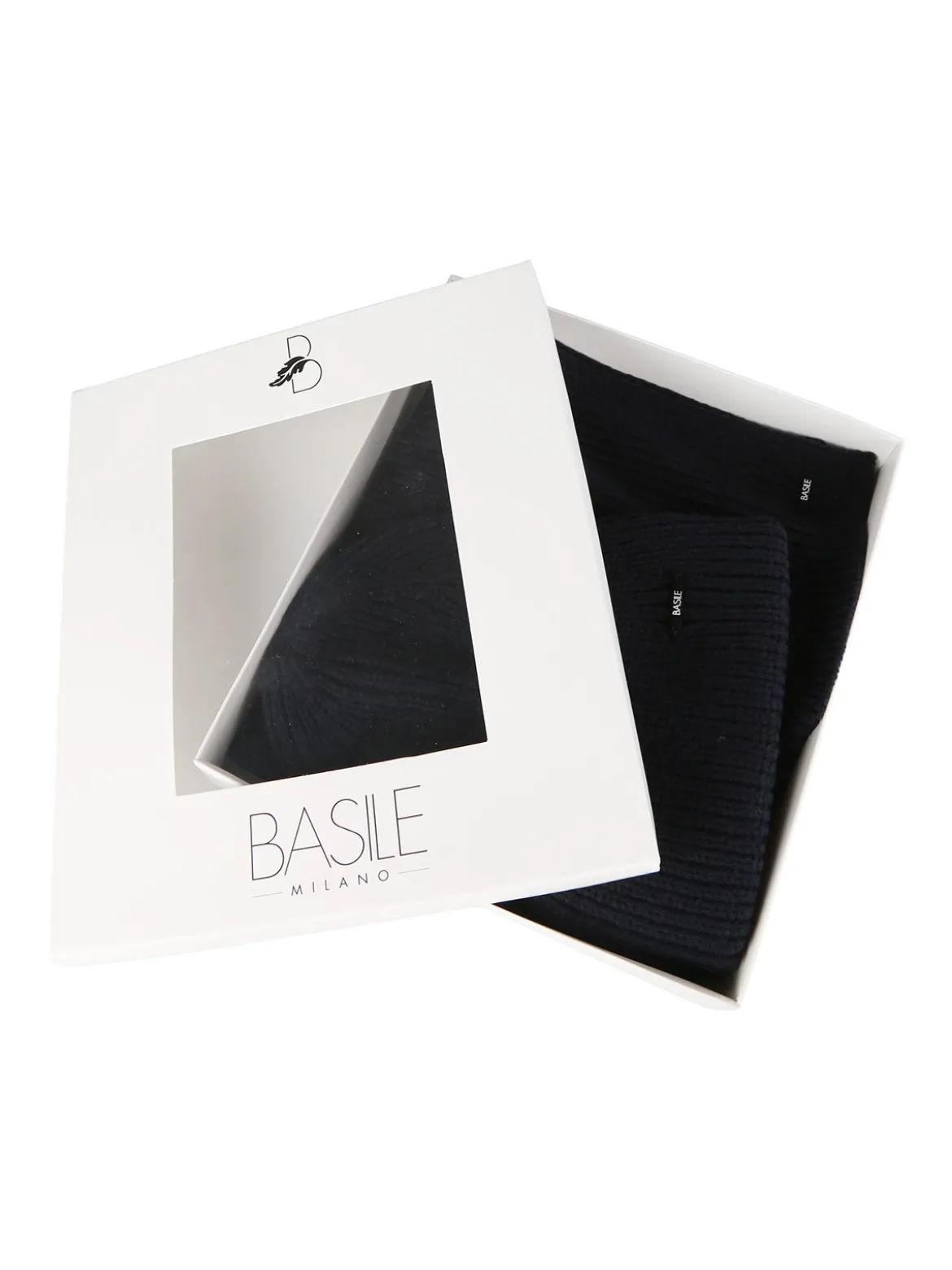 Basile Set regalo uomo con cappello e sciarpa in maglia - blu scuro