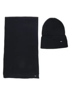Basile Set regalo uomo con cappello e sciarpa in maglia - blu scuro