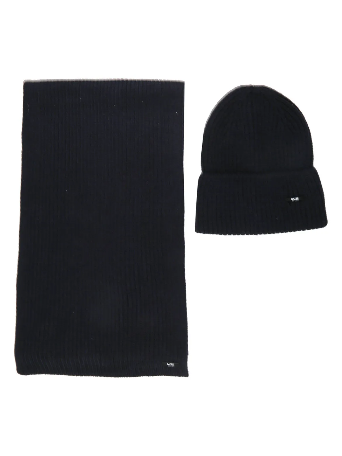 Basile Set regalo uomo con cappello e sciarpa in maglia - blu scuro