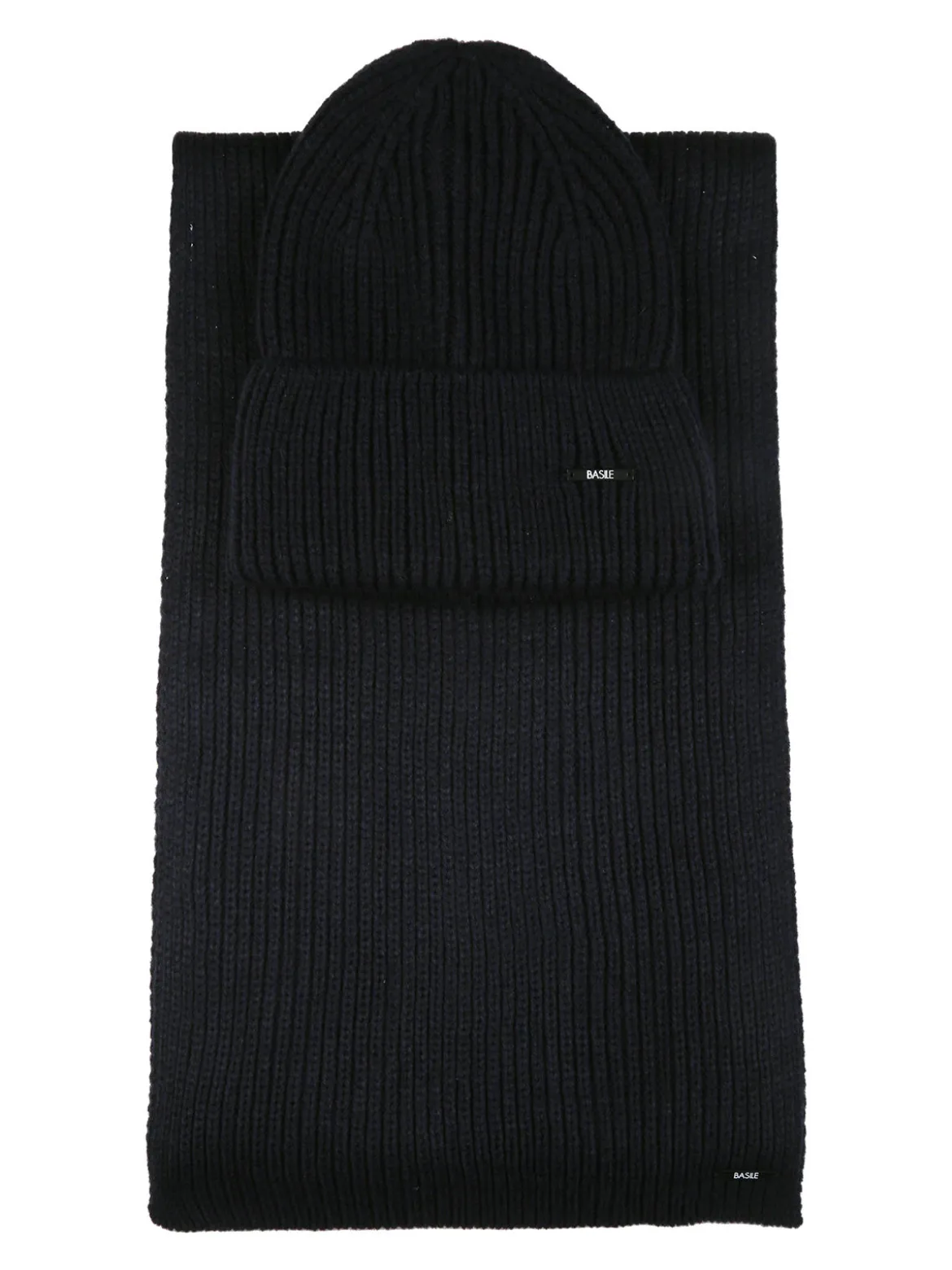 Basile Set regalo uomo con cappello e sciarpa in maglia - blu scuro