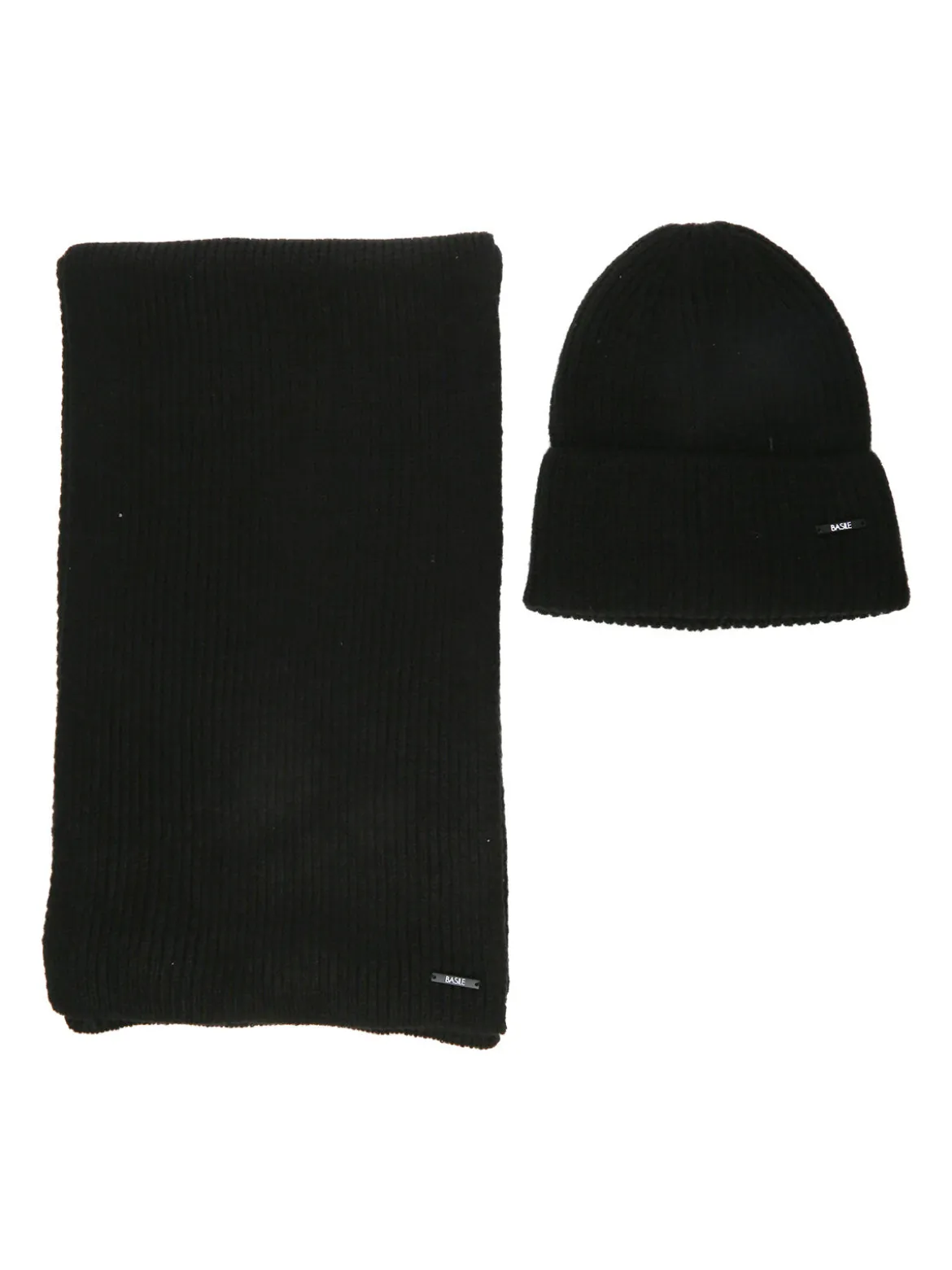 Basile Set regalo uomo con cappello e sciarpa in maglia - nero