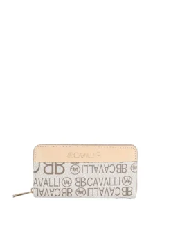 B.Cavalli Portafoglio rettangolare da donna con stampe - beige