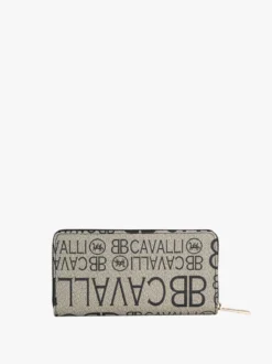 B.Cavalli Portafoglio rettangolare da donna con stampe - khaki